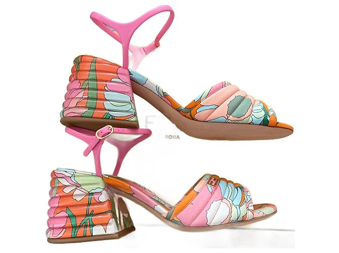 Sandali Fendi in cotone rosa - vista 2