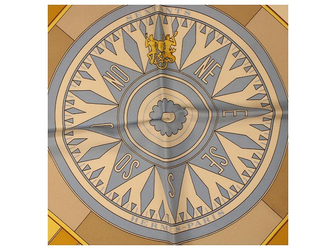 Hermès HERMES CARRE 90 SEXTANTS Sciarpa Seta Azzurro Giallo Auth 42700 Blu chiaro - vista 7