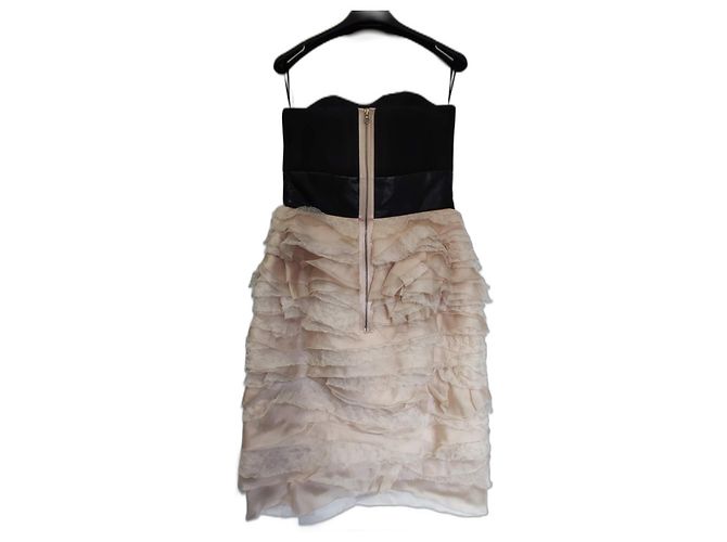 Vestido sem alças Paule Ka rosa e preto de seda - vista 2