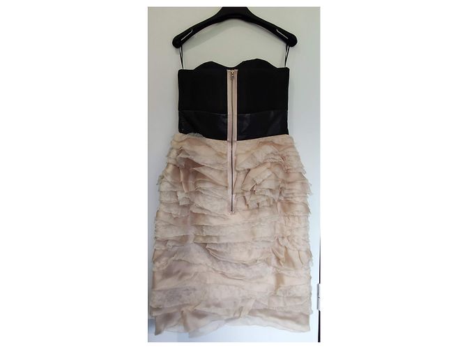 Vestido sem alças Paule Ka rosa e preto de seda - vista 4