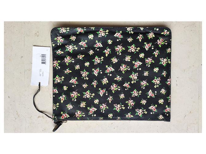 Clutch Carven Flori in pelle d'agnello nera Nero - vista 3