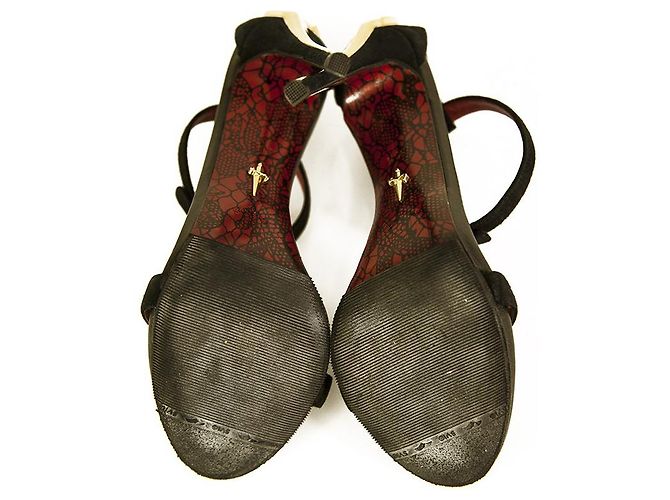 Cesare Paciotti Dagger Black Suede Ankle Strap Sandals Chaussures Talons hauts taille 36.5 - vue 6