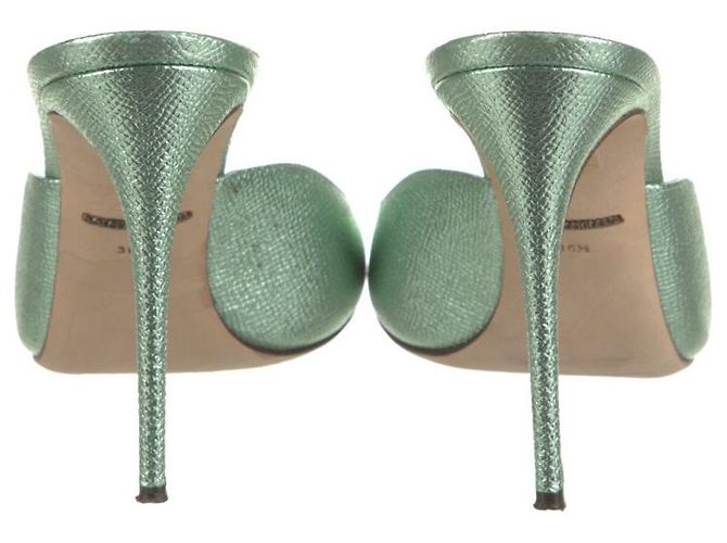 Mule metallizzate Dolce & Gabbana verde chiaro pelle - vista 3