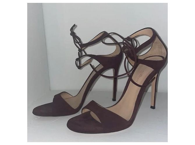 Sandali Gianvito Rossi in camoscio cioccolato - vista 5