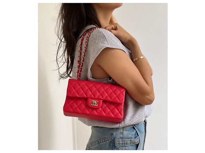 Timeless Borsa Chanel Classic Small in pelle caviar rossa Rosso - vista 12