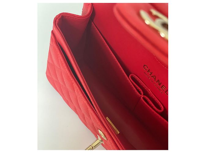 Timeless Borsa Chanel Classic Small in pelle caviar rossa Rosso - vista 9