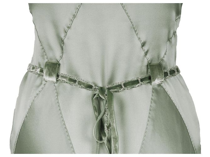 Moschino Perlenkleid mit V-Ausschnitt Grün - Ansicht 4