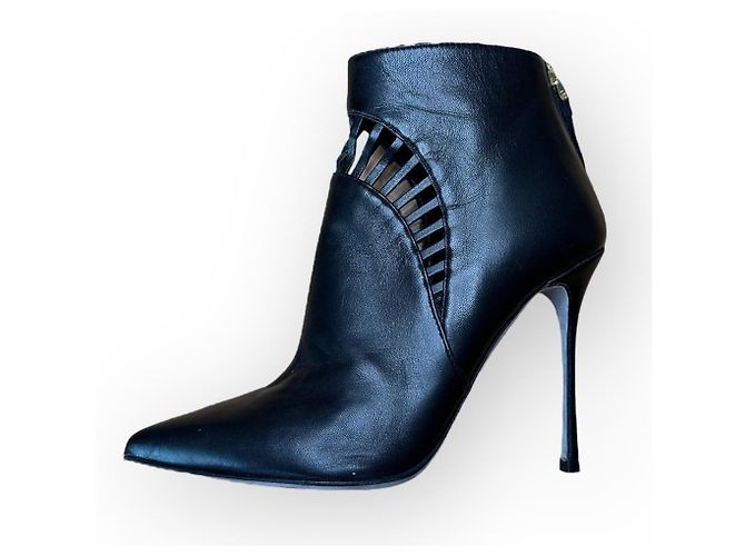 Sergio Rossi Stiletto low ankle boots with cutout elements (bottines) Black - view 3