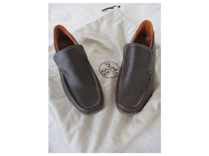 Hermès MOCASSINI IN PELLE MARRONE, Pointure 39,5. - vista 7