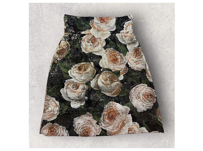 Falda Dolce & Gabbana Jacquard con Estampado Floral Allover Multicolor - vista 3