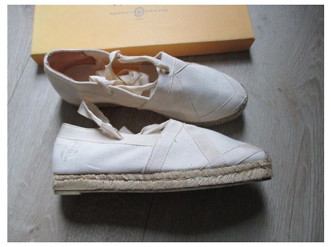 Inès de la Fressange Ecru-Canvas-Espadrilles, Pointure 36. Roh - Ansicht 3