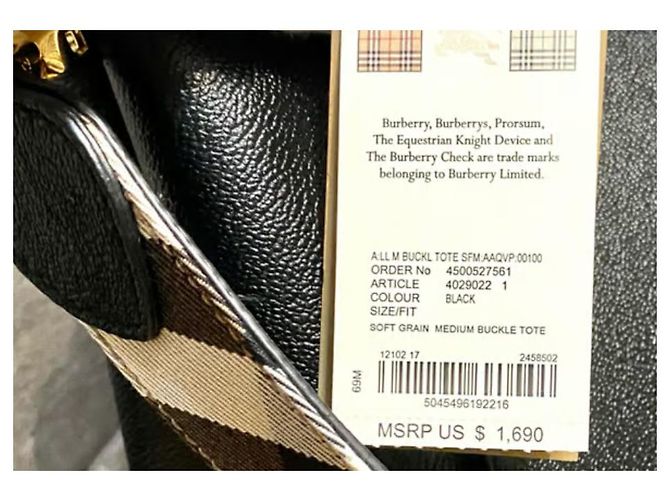 Borsa tote Buckle Burberry in pelle nera Nero - vista 10