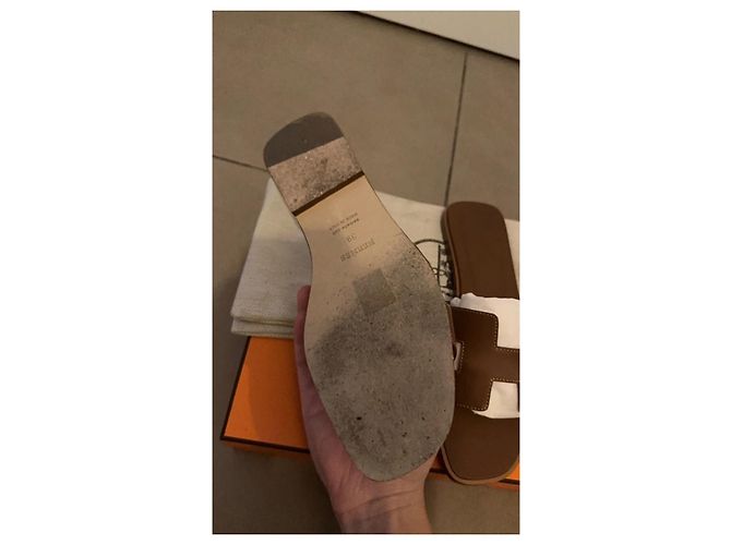 Hermès Oran Leder Mules braun Größe 39 - Ansicht 3