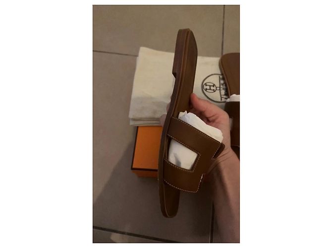 Hermès Oran Leder Mules braun Größe 39 - Ansicht 4