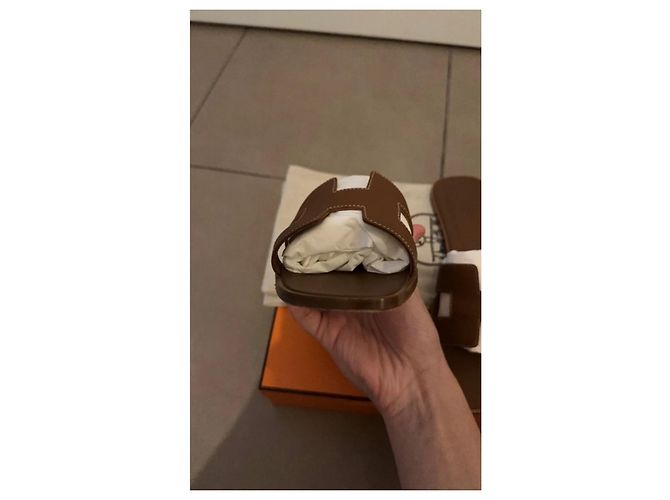 Hermès Oran Leder Mules braun Größe 39 - Ansicht 5