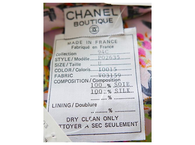 Chanel Resort 1994 Sciarpa scialle XL in seta floreale con logo Rosa - vista 5