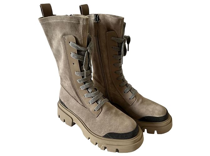 Brunello Cucinelli Botines de gamuza elástica - vista 4