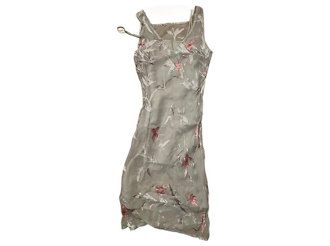 Autre Marque Vestido Divina de seda gris con flores - vista 2