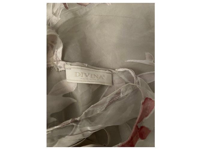 Autre Marque Vestido Divina de seda gris con flores - vista 3