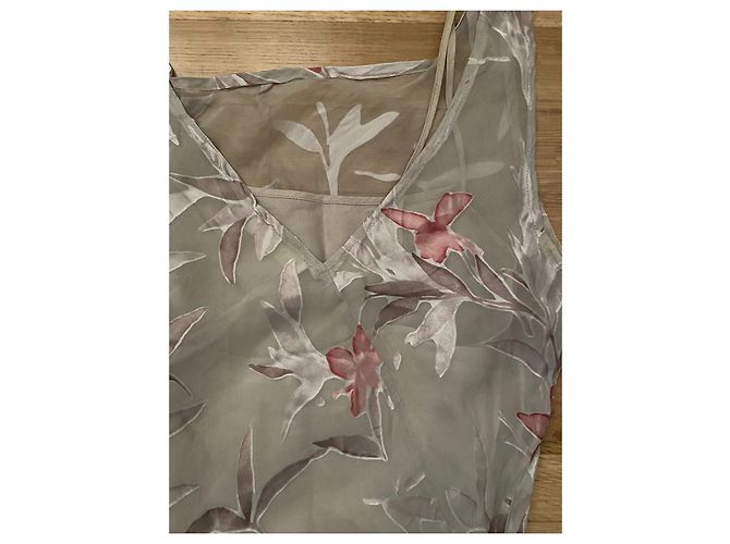 Autre Marque Vestido Divina de seda gris con flores - vista 6