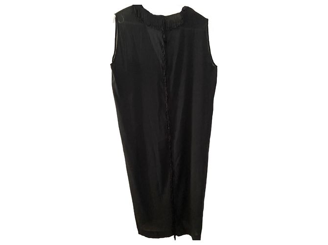 Autre Marque Schwarzes Seidenkleid mit Rüschen - Ansicht 2
