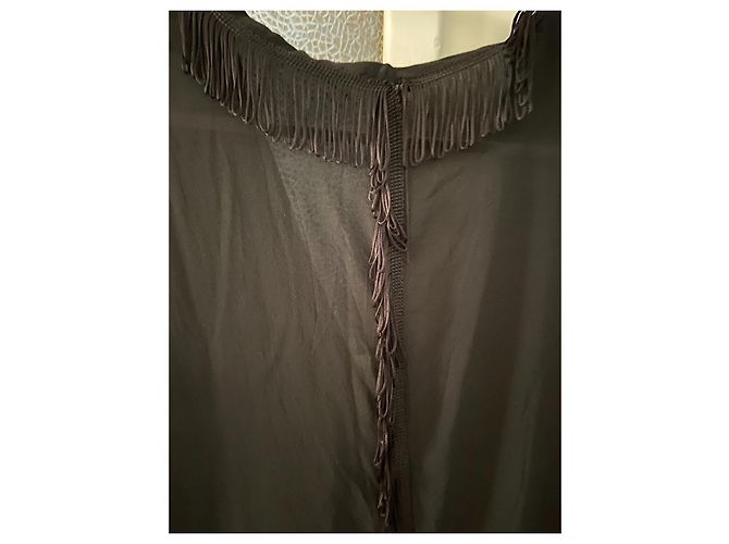 Autre Marque Schwarzes Seidenkleid mit Rüschen - Ansicht 5