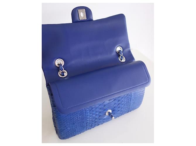 Timeless Borsa Chanel Classic in pitone blu - vista 8