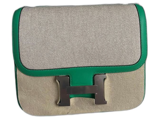 Hermès Constance 24 Pelle Verde Giada e Tela - vista 2