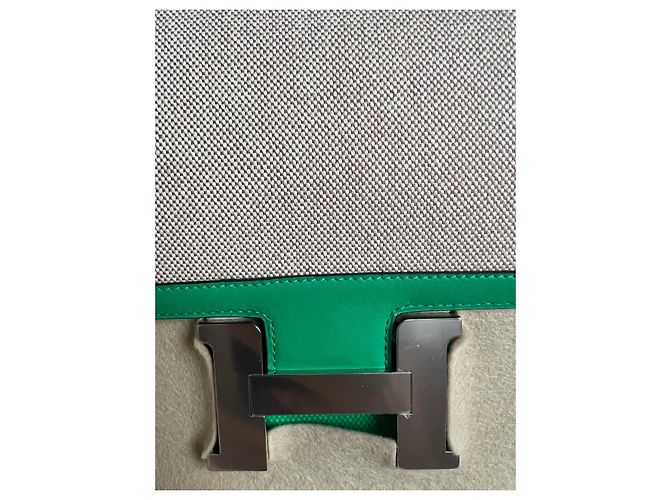 Hermès Constance 24 Pelle Verde Giada e Tela - vista 5