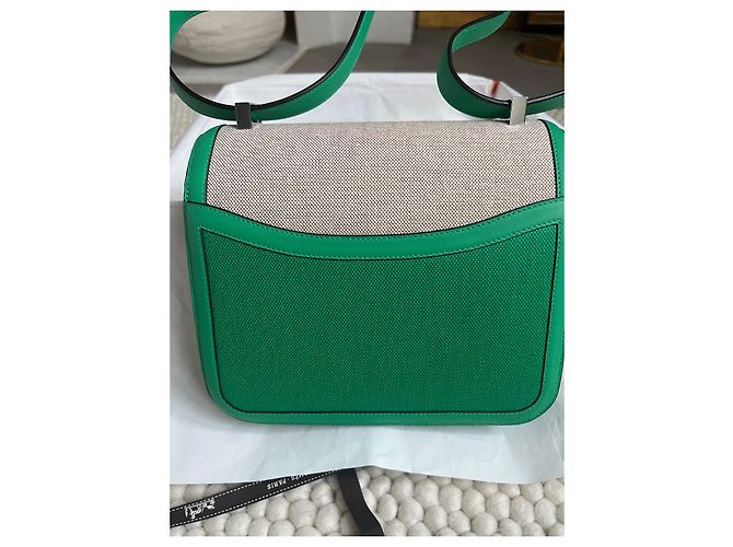 Hermès Constance 24 Pelle Verde Giada e Tela - vista 6