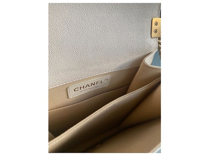 Borsa Chanel North South Boy in pelle caviar beige - vista 16