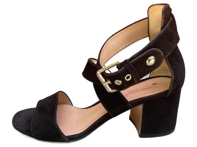 Sandali Gianvito Rossi Portofino in camoscio nero - vista 4