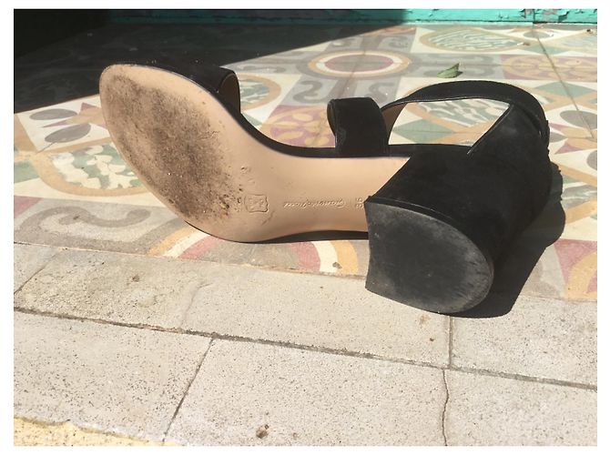 Sandali Gianvito Rossi Portofino in camoscio nero - vista 10