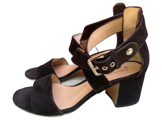 Sandali Gianvito Rossi Portofino in camoscio nero - vista 3
