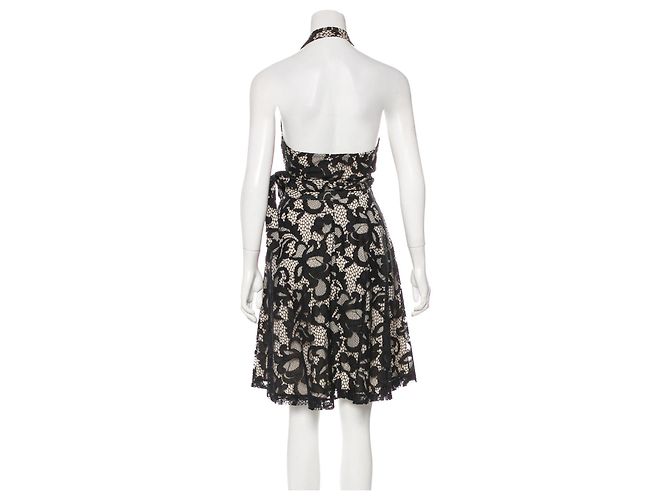 Diane Von Furstenberg DvF New Amelia - Robe portefeuille en dentelle - Noir et crème Écru - vue 2