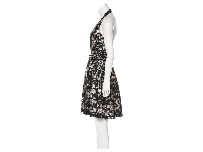Diane Von Furstenberg DvF New Amelia - Robe portefeuille en dentelle - Noir et crème Écru - vue 3