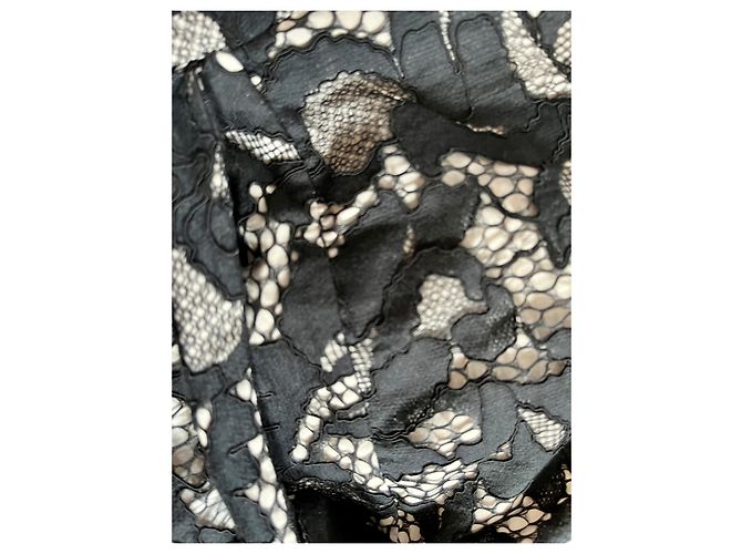 Diane Von Furstenberg DvF New Amelia - Robe portefeuille en dentelle - Noir et crème Écru - vue 6