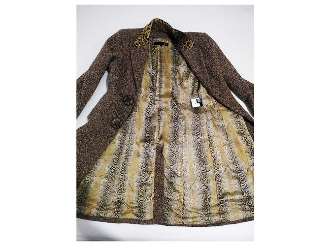 Abrigo Roberto Cavalli Marrón de Lana Castaño - vista 3