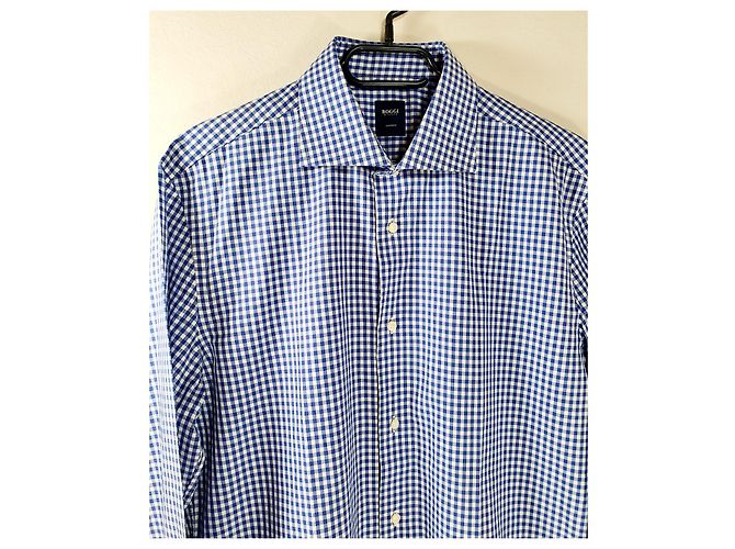 Autre Marque Camicia Boggi a Quadretti Blu in Cotone - vista 3