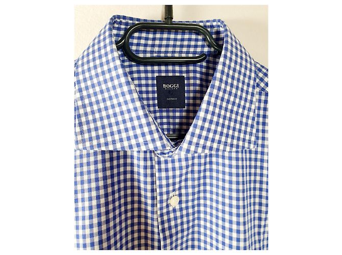 Autre Marque Camicia Boggi a Quadretti Blu in Cotone - vista 5