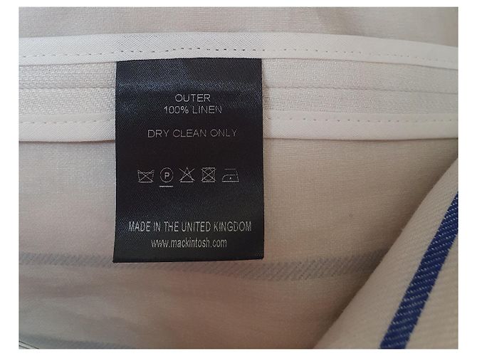 Abrigo de lino a rayas blanco y azul Mackintosh Loro Piana Storm System - vista 9