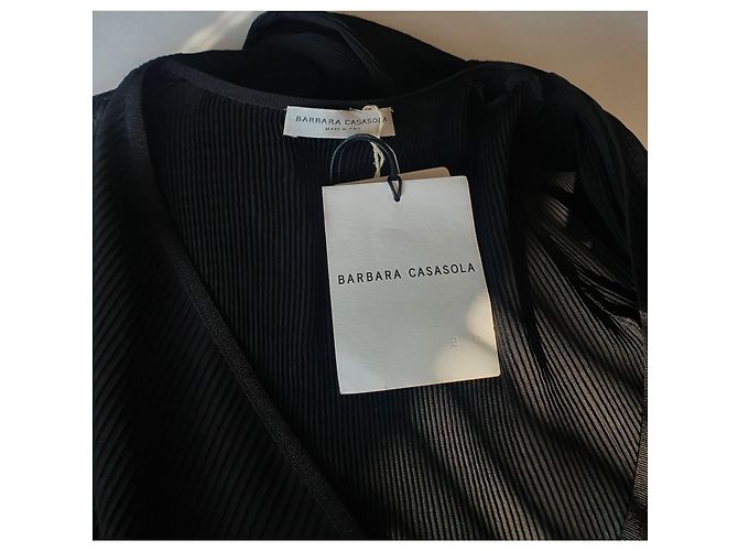 Autre Marque Mono Barbara Casasola Efecto Cruzado de Georgette Plisado Negro - vista 6