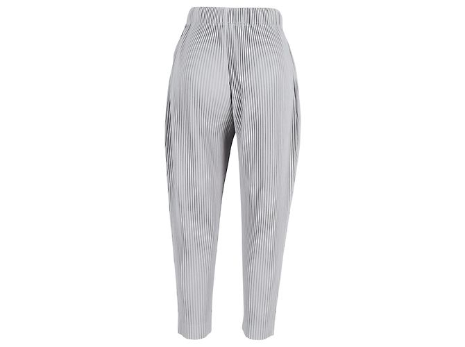 Issey Miyake Plissierte Hose mit lockerer Passform aus grauem Polyester - Ansicht 3
