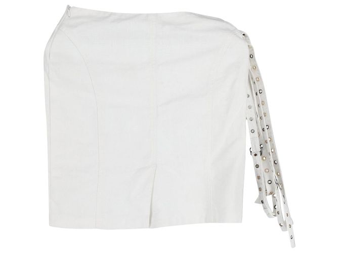 Minigonna Versace con cintura e dettaglio occhiello in cotone écru Bianco Crudo - vista 2