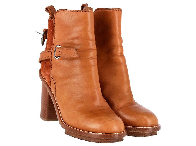 Botines Acne Studios Cypress Con en cuero marrón Naranja - vista 3