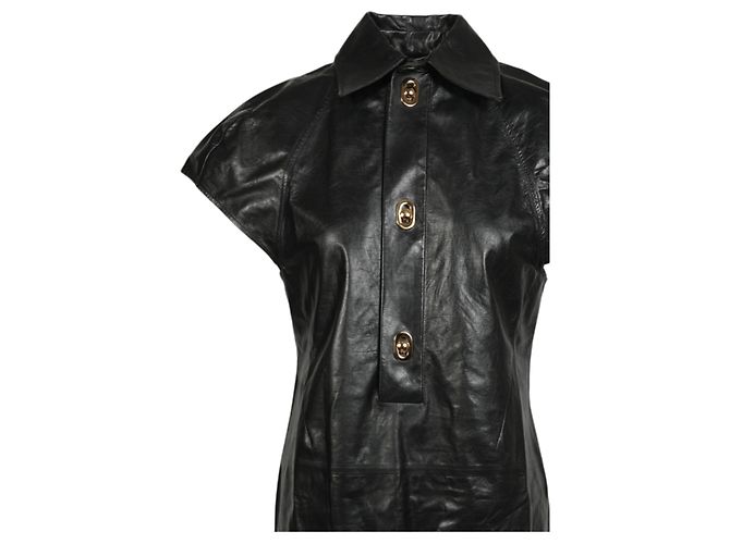 Bottega Veneta Lederkleid mit Flügelärmeln - Ansicht 3