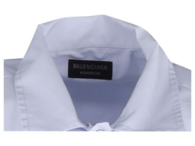 Everyday Balenciaga Short Sleeve Shirt in Bluish White Polyester Blue - view 2