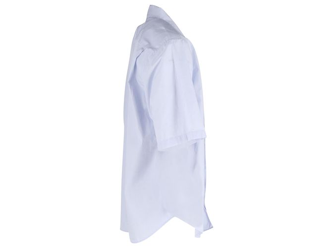 Everyday Balenciaga Short Sleeve Shirt in Bluish White Polyester Blue - view 3