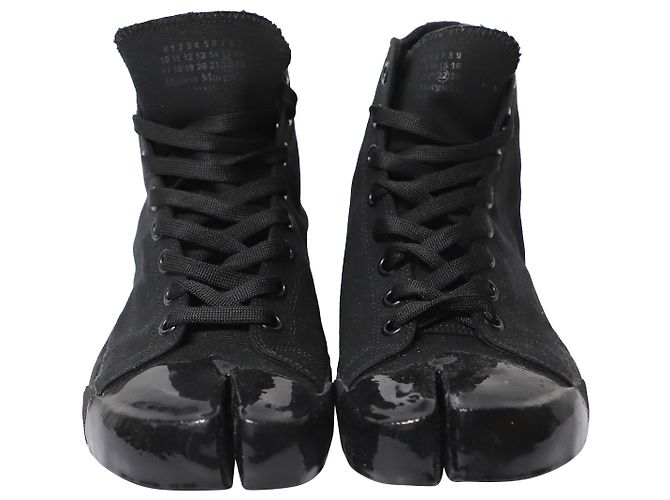 Maison Martin Margiela Maison Margiela Sneakers Tabi montantes en toile noire - vue 2