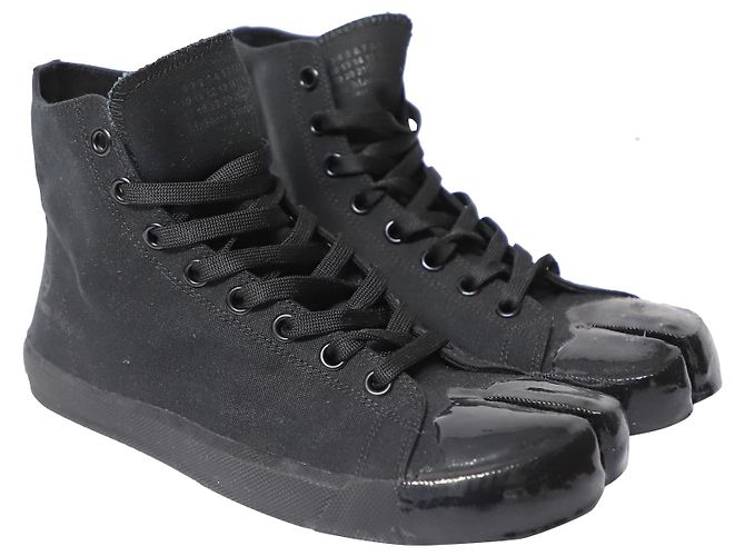 Maison Martin Margiela Maison Margiela Sneakers Tabi montantes en toile noire - vue 3